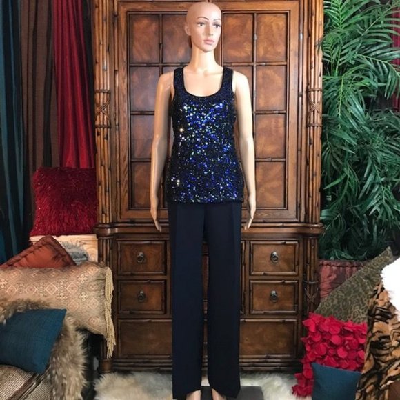 Kasper Menlo Park Navy Shimmer Pant - Picture 4 of 8